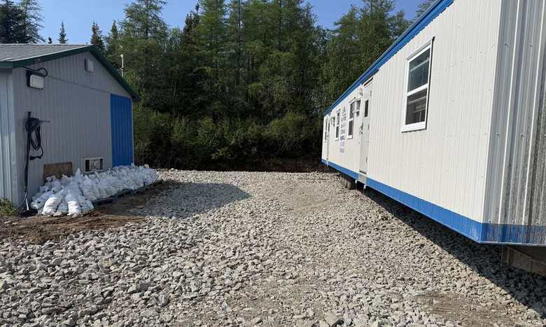 Exploration camp and crushed rock pad built by Pittmans in coastal Labrador