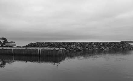 Wharf and armour stone breakwater built by Pittmans in 2016, Cow Head, Newfoundland